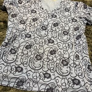 Floral Patterned Women's Scrub Top